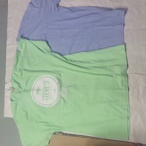 2 Mens L graphic t-shirt lot vintage Greg Norman pocket tee NWOT Steve's green